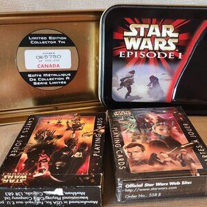 Star Wars Episode 1 numbered tin with 2 decks of playing cards (1 deck sealed)